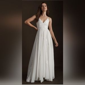 (NWT) BHLDN Bonaire V-Neck Embroidered Wedding Gown